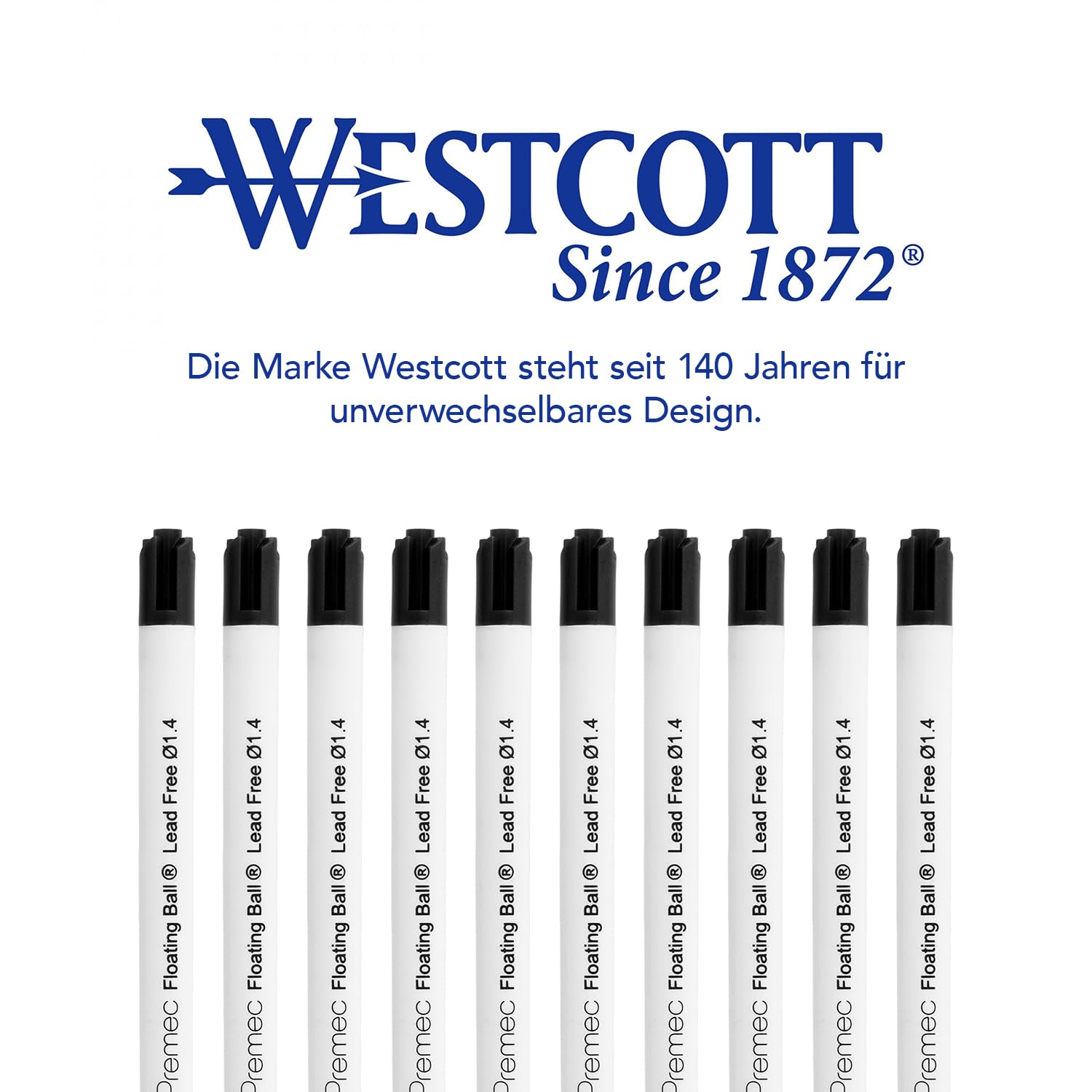 Westcott E-745003 00 Lot De 5 Stylos U00e0 Bille Haut De Gamme En Aluminium Couleur Menthe Indu00e9lu00e9bile Avec Encre Bleue U00c9paisseur De Trait XB 1,4 Mm