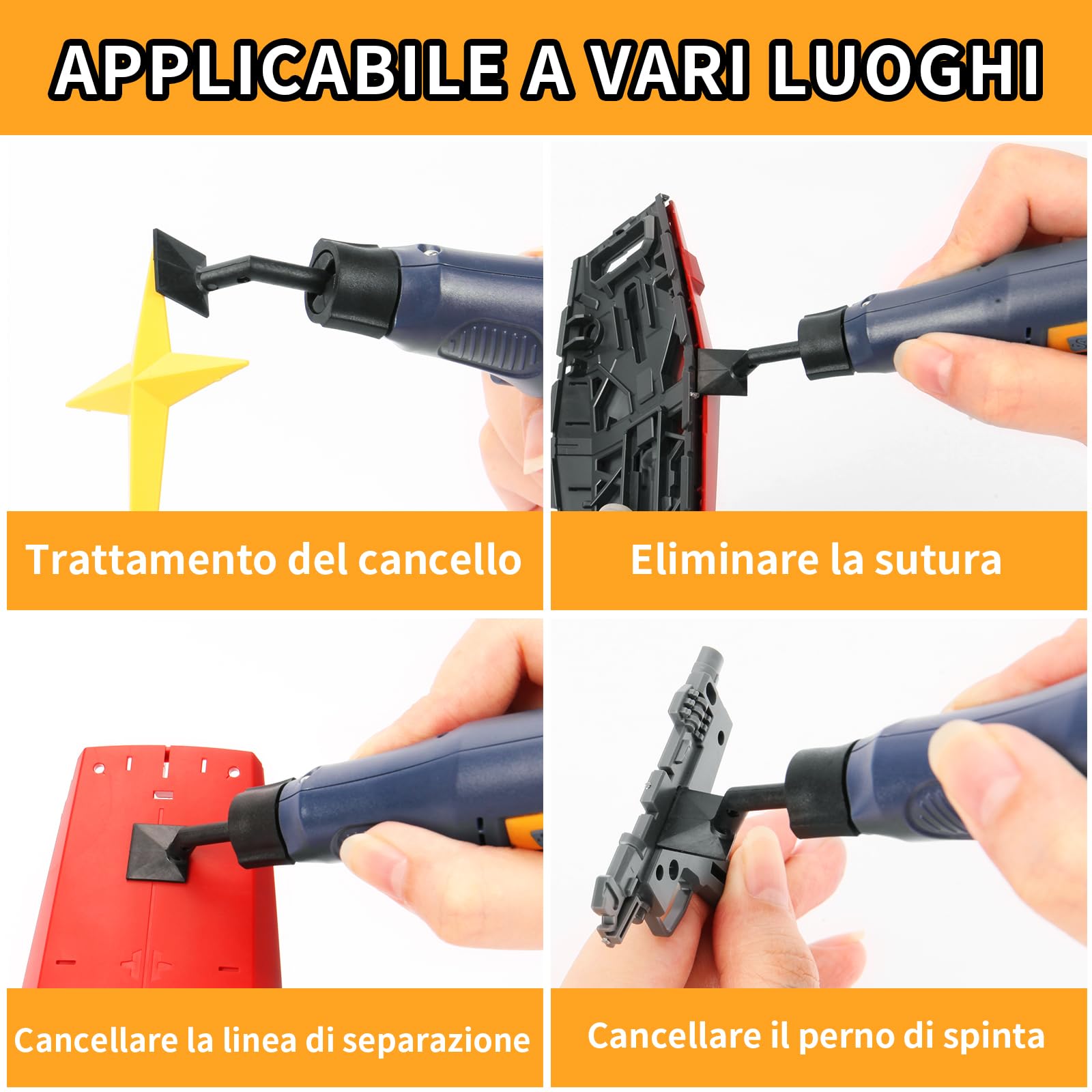 Levigatrice a penna senza fili, velocità variabile e ricarica USB con luce LED, utensile elettrico multiuso per levigatura, lucidatura, finitura, artigianato fai da te (Blu)