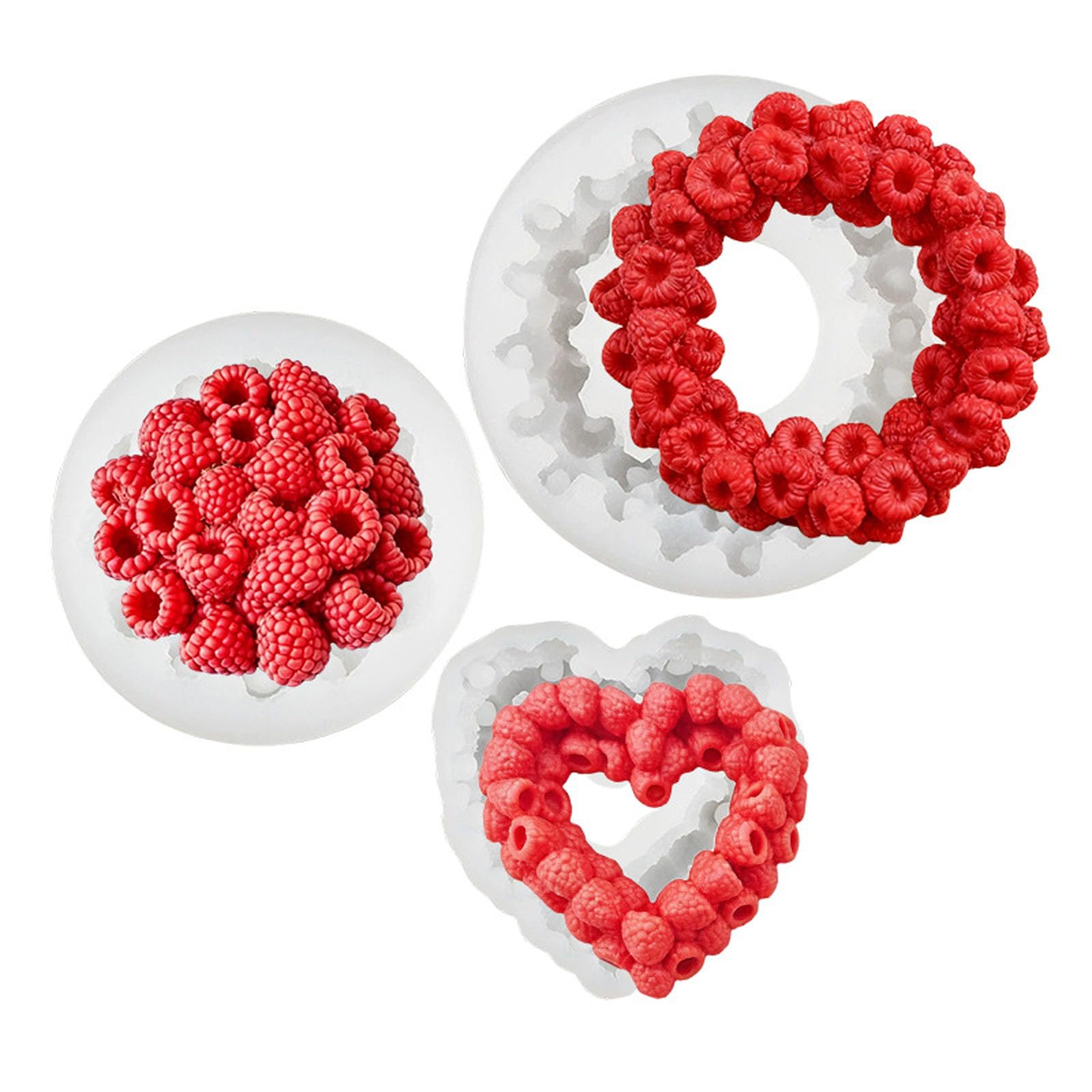 Generico Stampo in Silicone a Tema Lampone con Fascino per Creare bellissime Decorazioni e Regali Stampo in Silicone a Forma Cuore Lampone