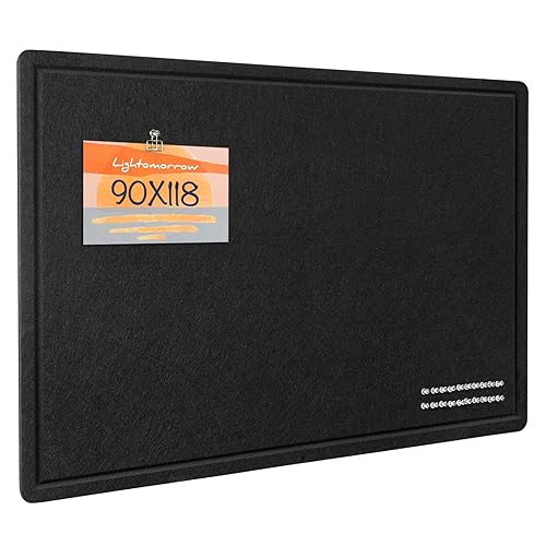 Große Pinnwand - 90 x 118 Zentimeter, dekorative Filz-Pinnwand für die Wand - faltbares Fotodisplay mit selbstklebendem Klebeband, inklusive 20 Pinnadeln - Schwarz - Schwarz - 90×118 cm