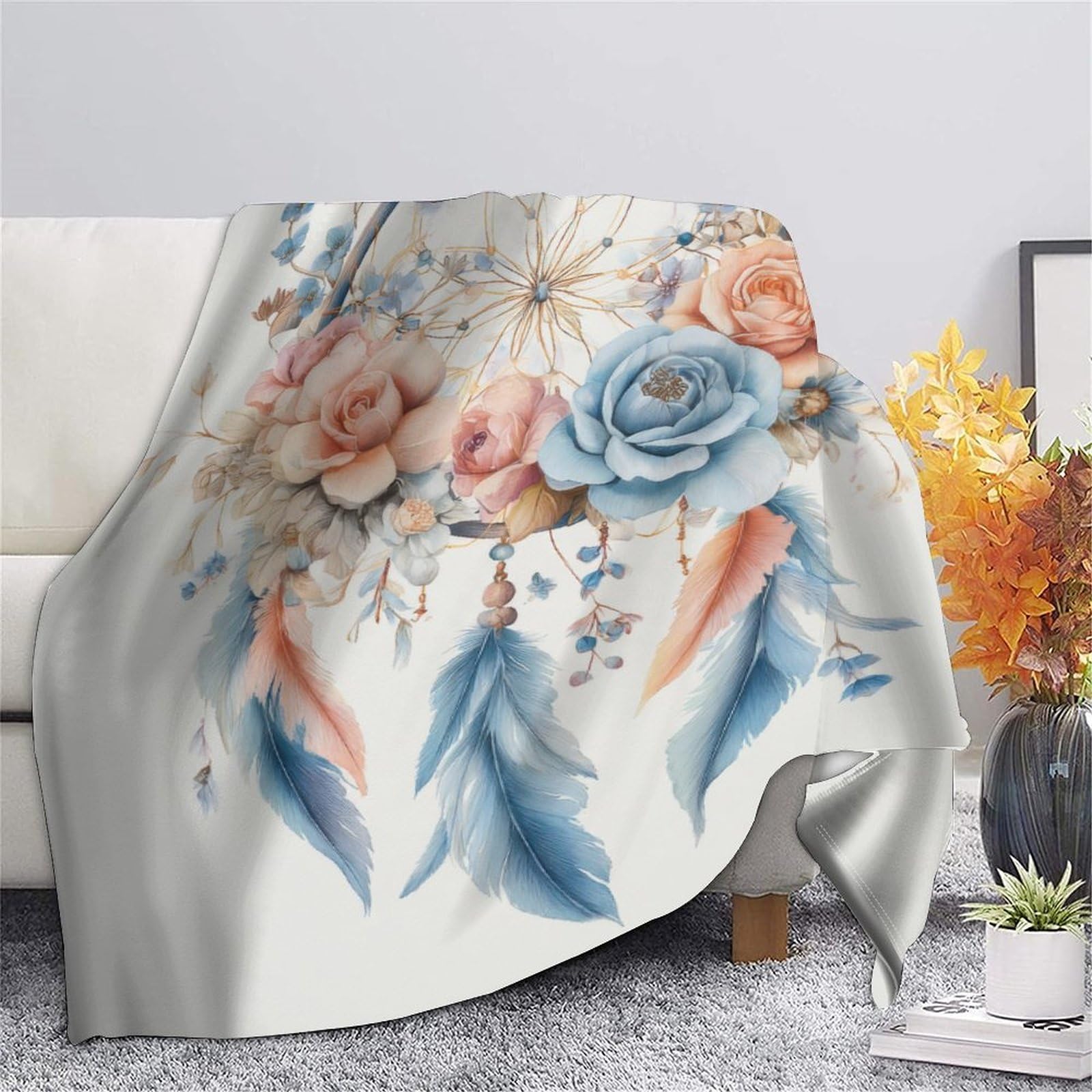 3D Gedruckte Traumfänger Blumen Decke Mikrofaser Wohnkultur Traumfänger Kuscheldecke Weich Warm Sofa Schlafzimmer 80×90(200x230cm)