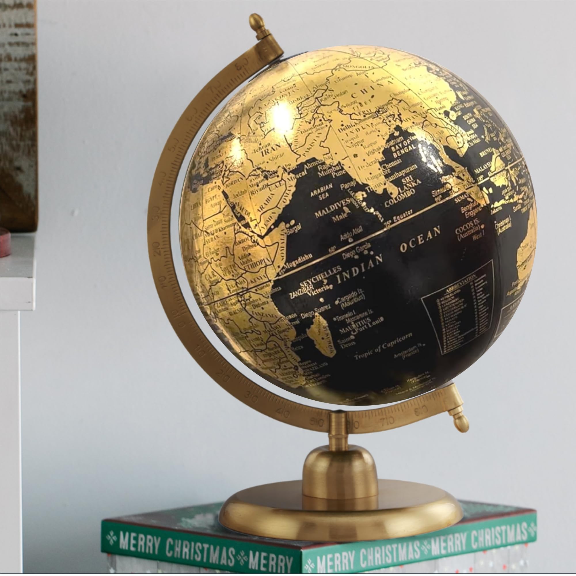 Globe Daddy- Gold Foiling World Map with Countries & Continent Globe for Home Décor Item/Gift Item/Decoration/Office Table/Luxury (Dia-8 inch,Medium Globe,Political Map)