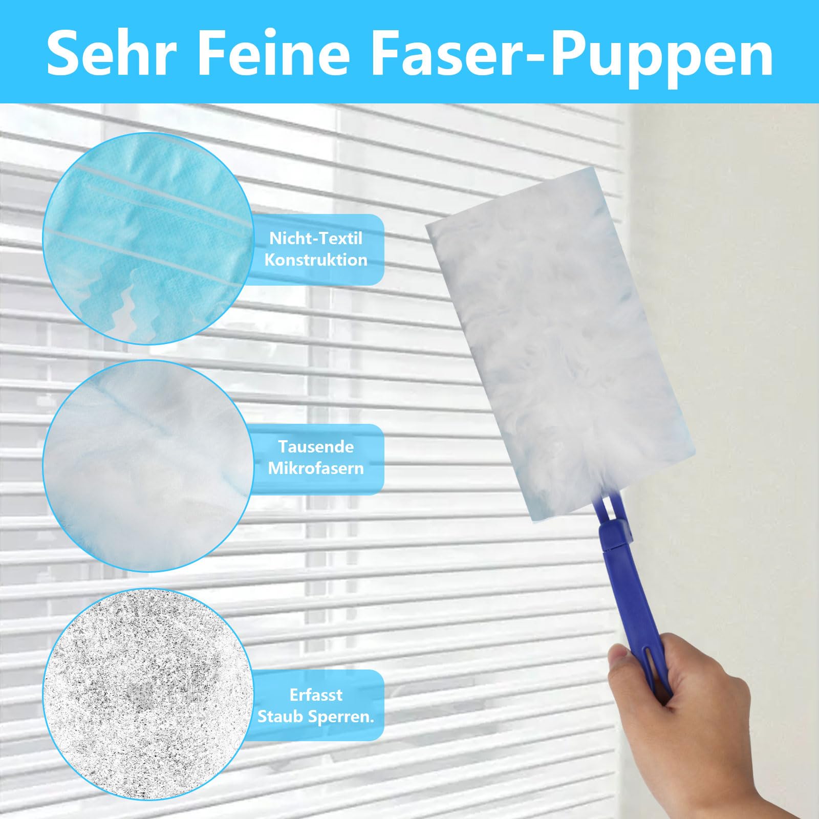 30 sztuk Wymienne chusteczki do kurzu z 1 uchwytem | Kompatybilne z Swiffer Zestaw do czyszczenia kurzu, Microfiber Chusteczki do czyszczenia kurzu i brudu, 15 x 10 x 0,2 cm