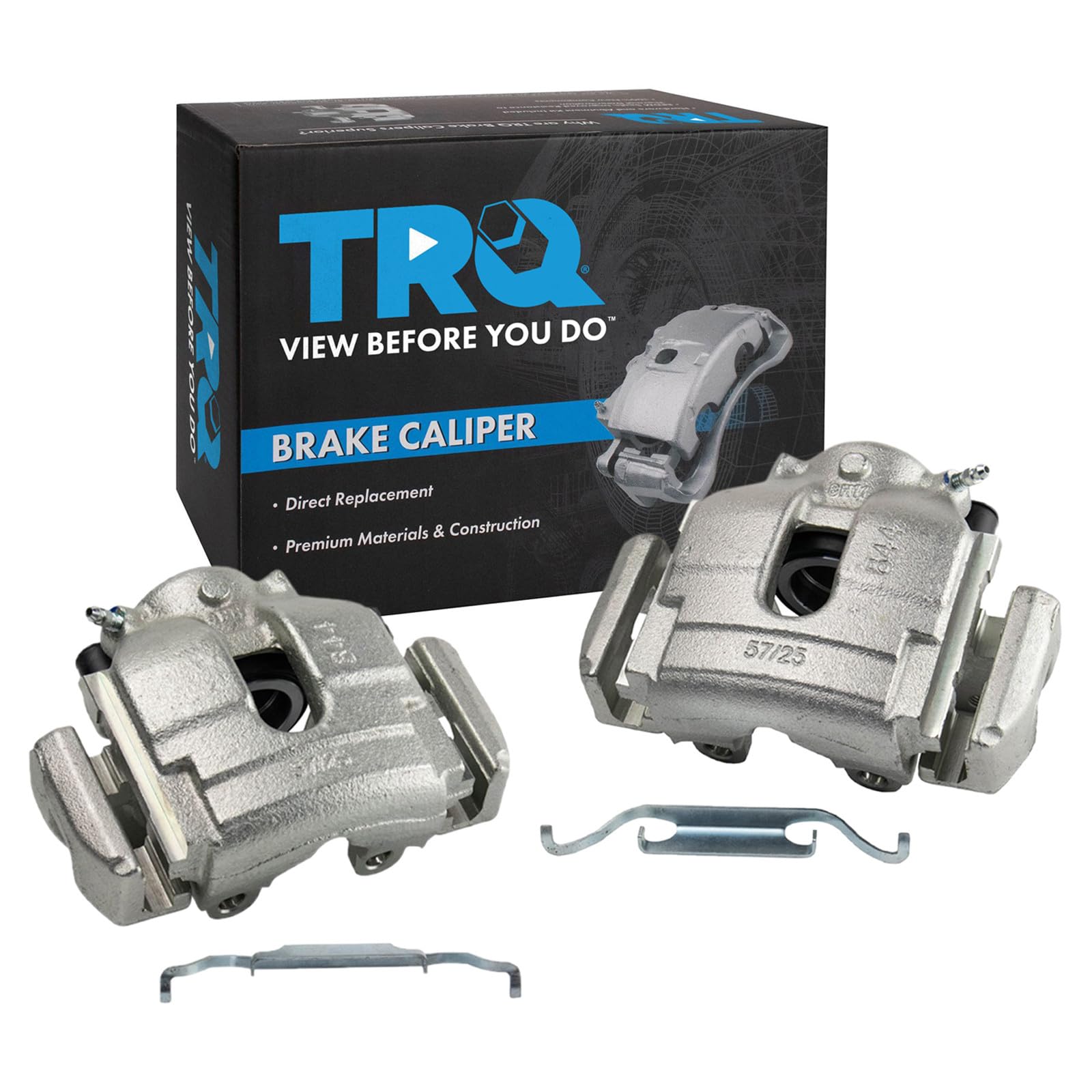 TRQ Front Driver and Passenger Side Brake Caliper Set Caliper Brackets Hardware Compatible with 01-06 BMW 330Ci 01-05 330i 330xi 07-08 Z4