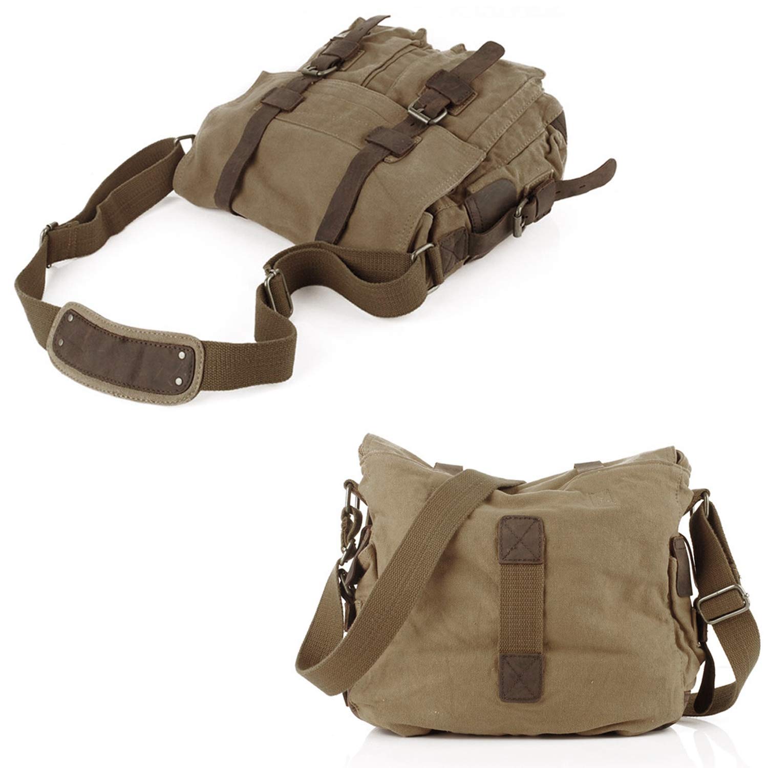 FANDARE Nuevo Bolso de Bandolera Lona Bolsa Mensajero Bolso de Hombro Bolsos Cruzados para 14 Pulgadas Laptop Maletín Hombre Mujer Crossbody Bag para Conmutar Trabajo Viaje Profesor