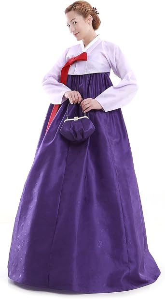 Hanbok Custom Made Violet Purple Evening Party Faux Silk Wrap Korean Skirt Dress