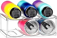 Stackable Water Bottle Organizer for Stanley 40oz Tumblers - Larger 4.3" Compartments, 2-Tier Clear Holder for 6 Bottles, Cabinet Fridge Shelf Rack