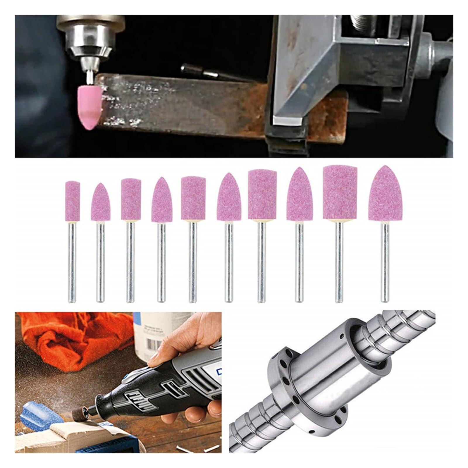 5 Stück 3–10 mm Schaft montierter Keramik-Schleifkopf, Polier-Schleifscheibe, kompatibel for Dremel Rotations-Elektrowerkzeuge(4mm 5PCS,Bullet Shape)