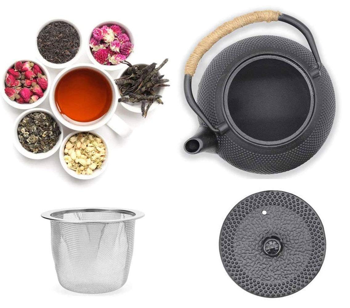 Grande théière en fonte avec infuseur en acier inoxydable pour thé en vrac 1200 ml