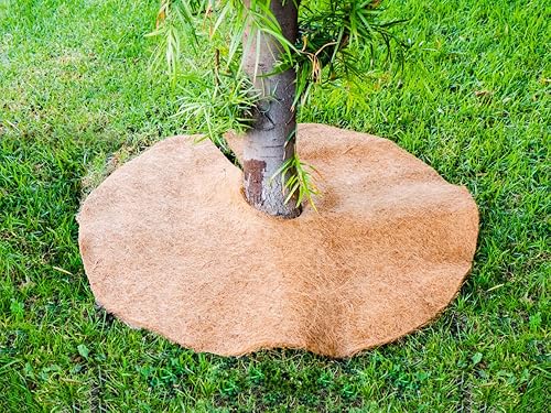 Miniatura 4 de Envelor Anillo de fibra de coco para árbol de coco, alfombrilla de mantillo de fibra de coco, anillo de barrera de malezas para árboles, cubierta de