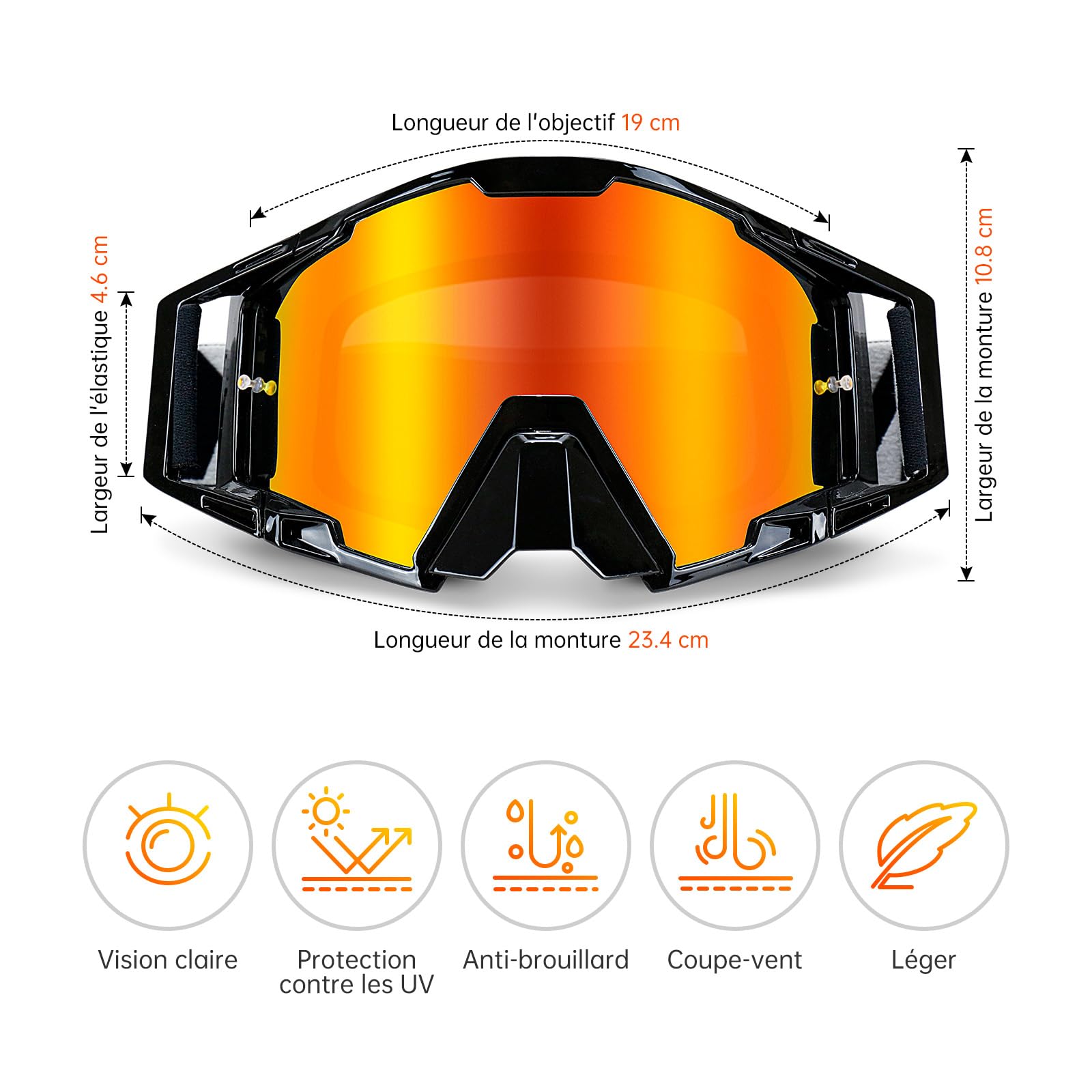 Lunettes Moto Cross, Masque Moto Cross avec protection du nez, Lunettes de Ski pour hommes et femmes, pour les sports de plein air, comme Lunette Moto