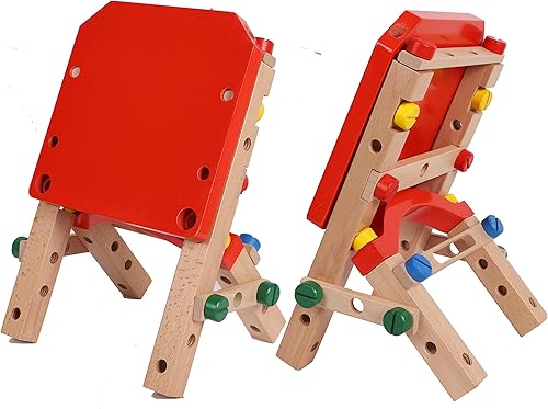 Miniatura 3 de Juego de tuercas y pernos de madera, silla de banco de trabajo de construcción, kits de construcción de madera para niños, compatible con el juego