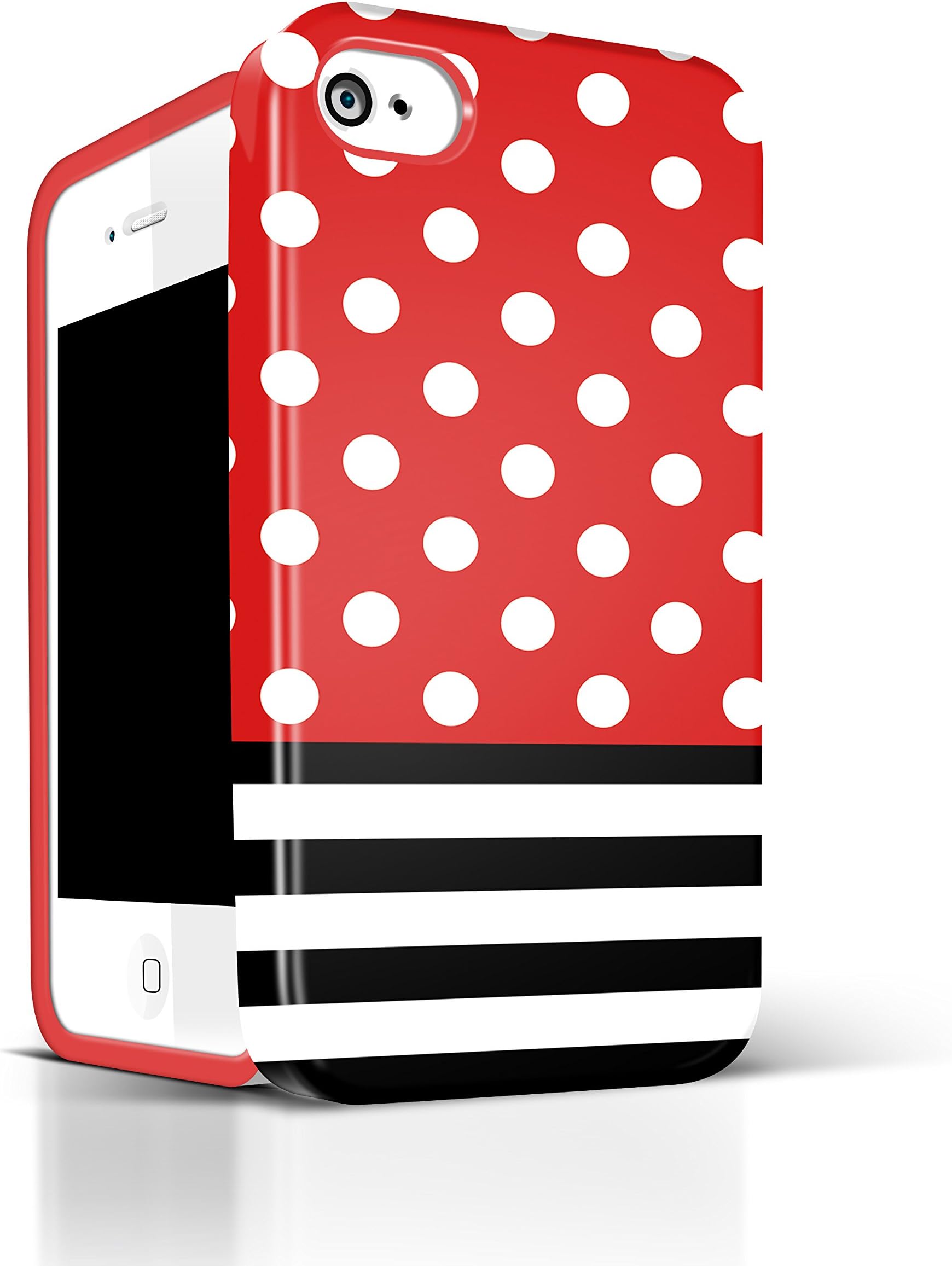 iphone 4s cases for teen girls, Akna Glamour Series [Flexible TPU]*[High Impact]*[Polka Dots Pattern] Soft Back Cover for iPhone 4 4S - [White Polka Dots Stripe]** Indestructible