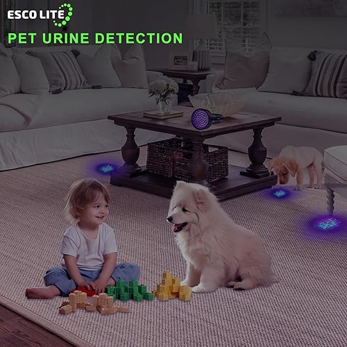 Miniatura 2 de Escolite - Linterna UV de luz negra 51 LED de 395 nM linterna ultravioleta de luz negra para detección de orina de mascotas manchas secas chinches