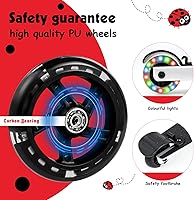 Vista 5 de HONEY JOY Maleta de scooter para niños, equipaje de mano de 18 pulgadas con ruedas LED iluminadas, carcasa impermeable y mango retráctil, maleta