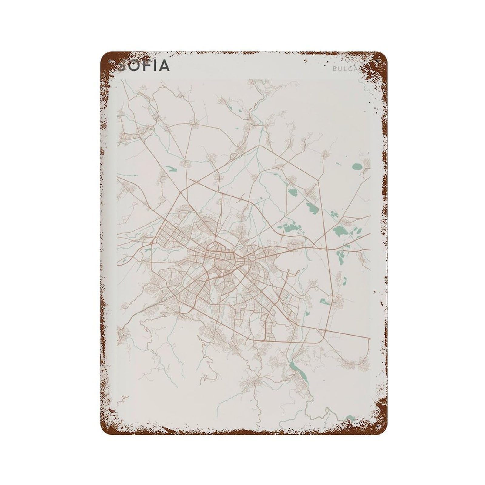 xiaoxiaoshen Sofia Map Bulgaria Travel Gift Farmhouse Decor Wall Decor Art Metal Tin Poster Modern Home Decor Art Home Bar Shop Decorations Vintage Sign 40x30cm