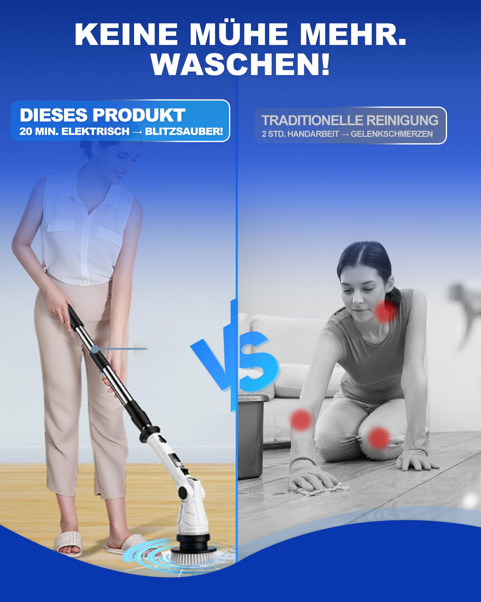 Elektrische Reinigungsbürste,Fugenreiniger Elektrisch mit Verstellbarem Griff und 8 Austauschbaren Köpfen, 3 Rotationsgeschwindigkeiten,Wanne mopSet, Reinigungsbürste für Badezimmer Küche Auto