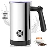 Milk Frother, 4-in-1 Milk Frother and Steamer, 10.6oz Electric Milk Steamer, Automatic Cold and Hot Foam maker for Lattes, Cappuccinos, Ceramic Lining Interior (Polished)