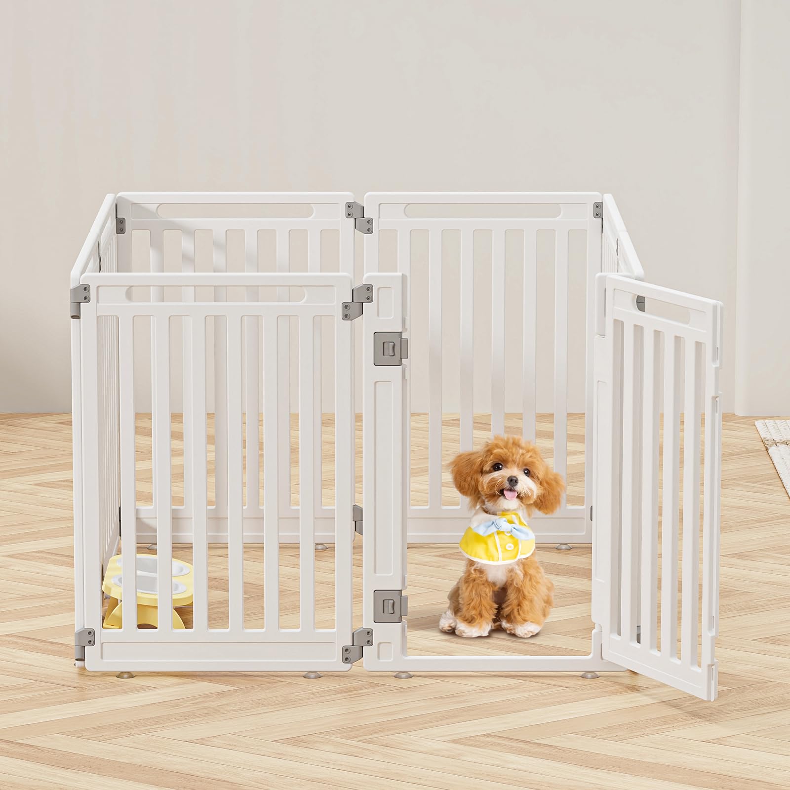 Gupamiga Puppy Playpen, Dog Playpen Foldable with Door, Puppy Run for Home, Firm and Smooth, Easy Installation, White, 115 x 115 x 80 cm
