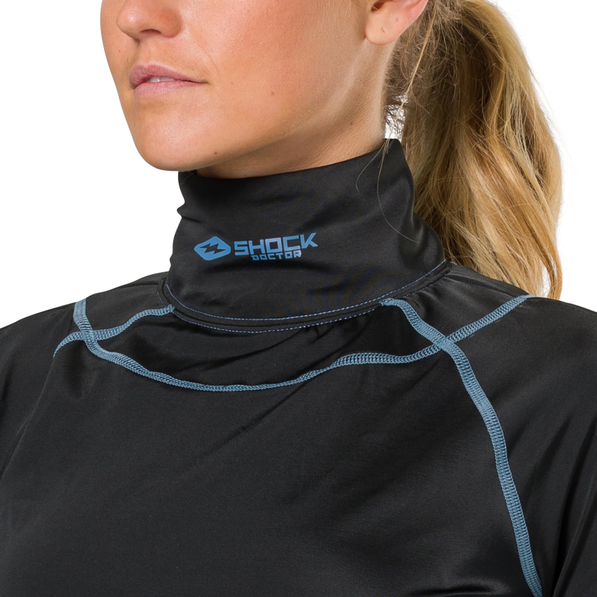 Shock Doctor Maglia a compressione per hockey, con protezione per il collo, a maniche lunghe, con protezione per il collo integrata