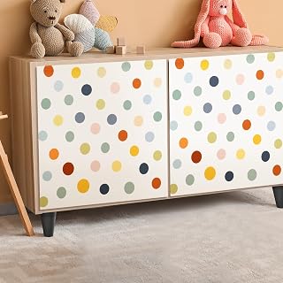 HunnmingRe 4 Pcs Classroom Cabinet Curtains, Morandi Dots