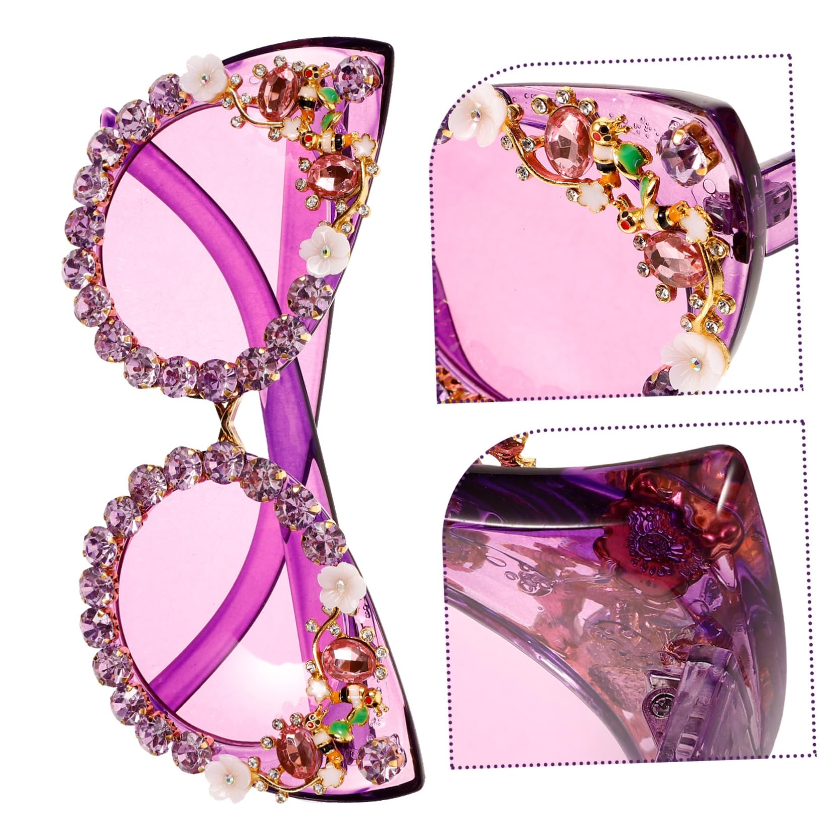 CALLARON 4pezzi Occhiali Da Sole Cat Eye Con Strass Per Donne Occhiali Con Montatura Gradiente Uv Per Attività All Aperto e Occasioni Speciali