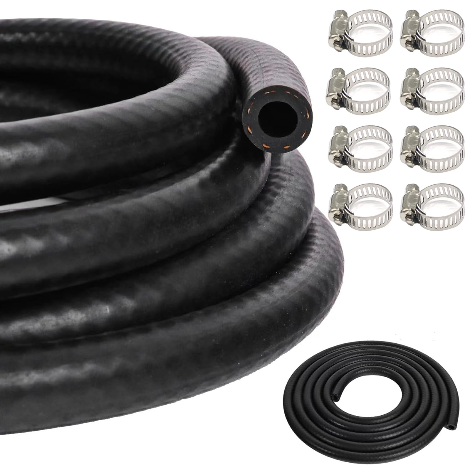 Benzinschlauch Kit, 1 Meter Ø 10 mm Kraftstoffschlauch Ölschlauch Dieselschlauch mit 8 Stücke Schlauchschellen für Auto Traktor Motorrad Kleinmotor