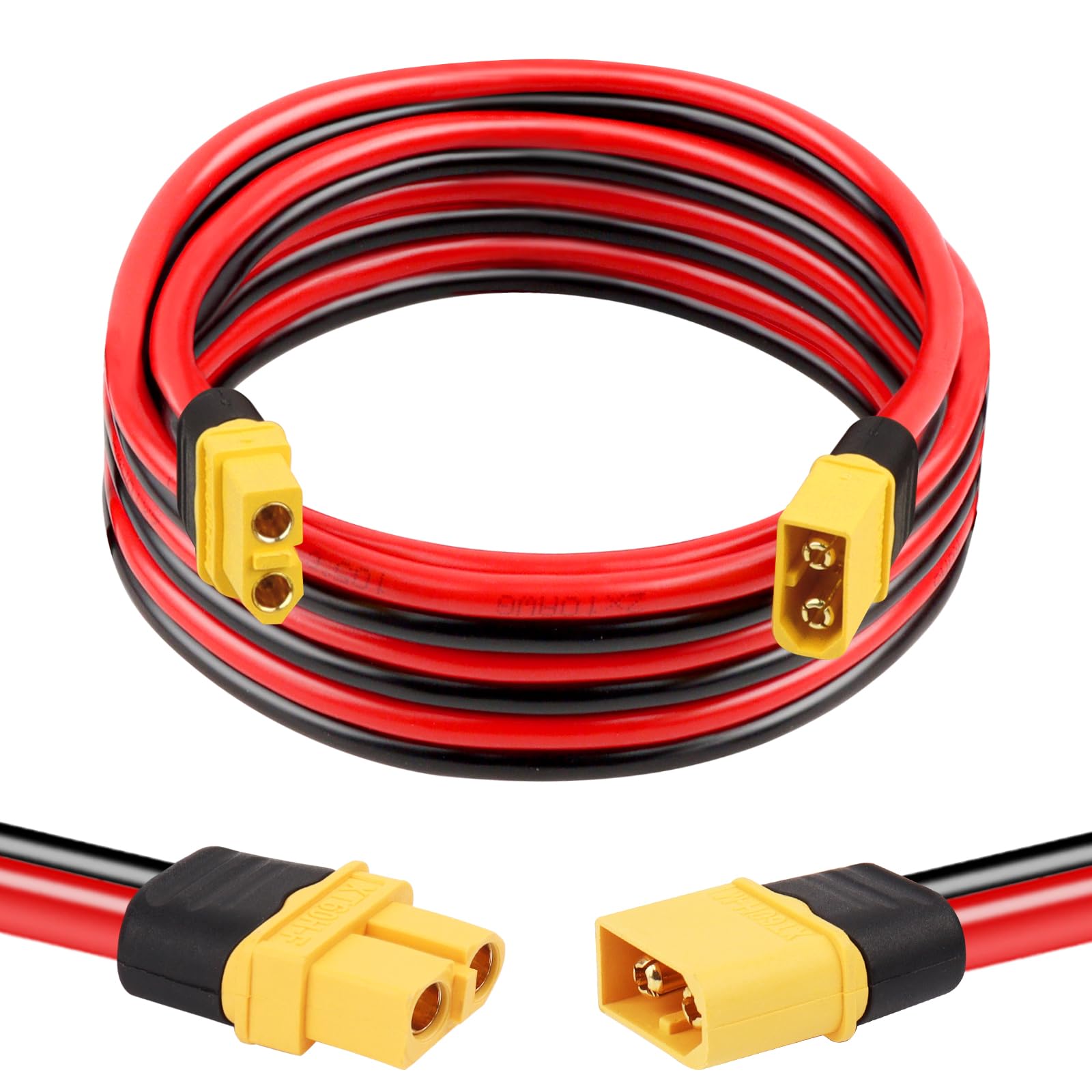 MOOKEERF XT60 Extension Cable 10AWG 6FT XT60 to XT60 Cable with Male to Female Connector for Portable Power Station Solar Panel RC Battery