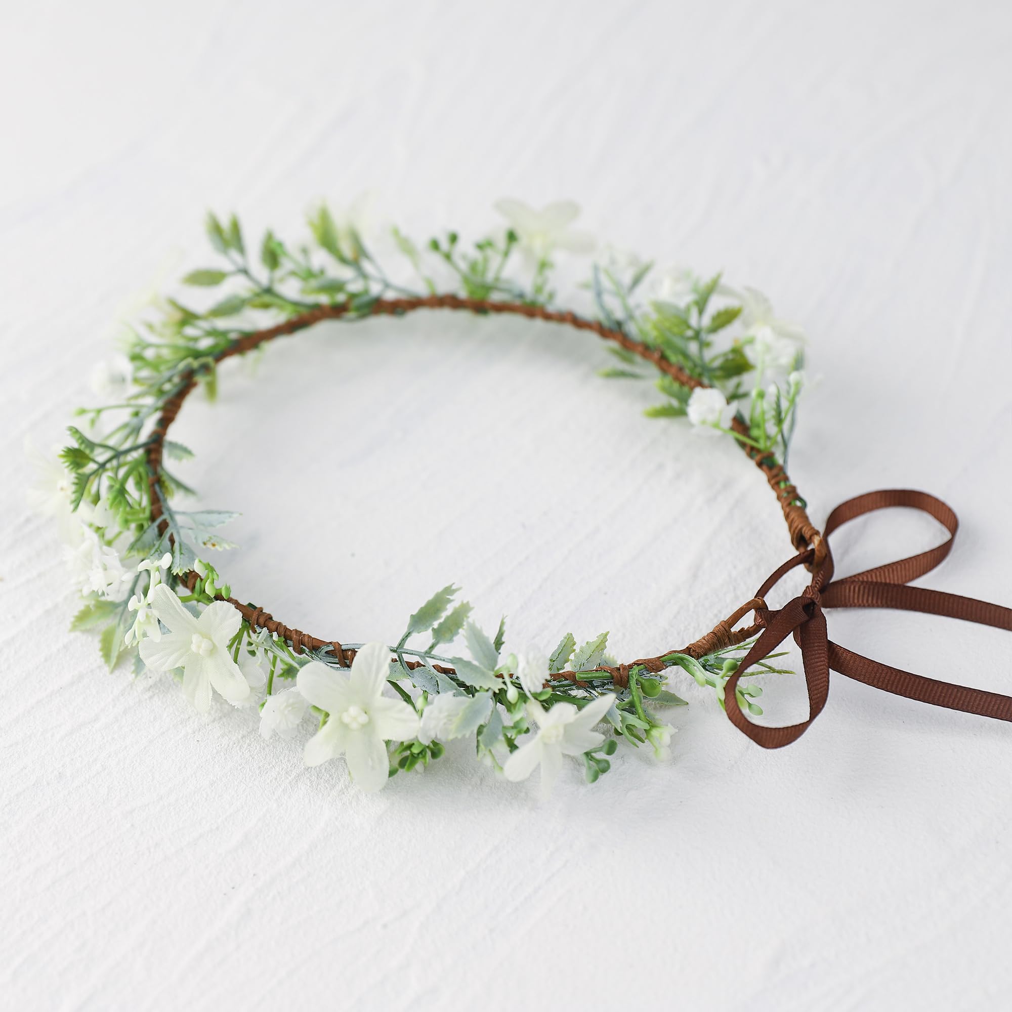 Floral Green and White Headpiece Bride White and Green Flower Crown main image 2
