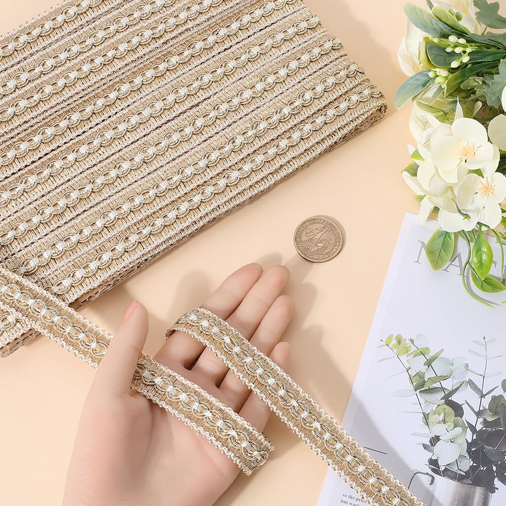 GORGECRAFT 12m*21mm Gimp Braid Trim Polyester Curtain Braid Ribbon Cornsilk Trimmings Curtain Upholstery for Curtains Clothes Crafts DIY Sewing Jewelry Making Table - Image 3