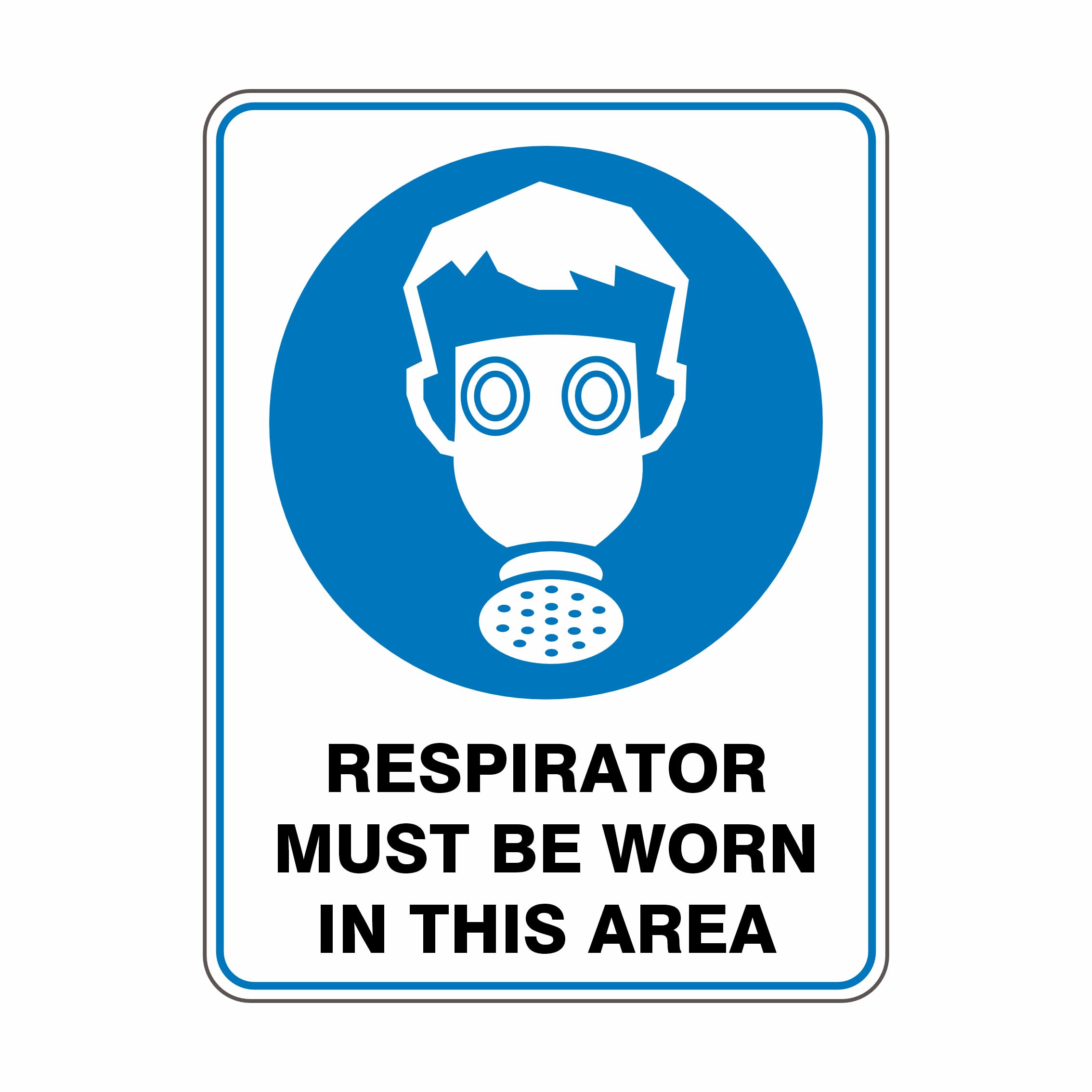 Respirator Must Be Worn In This Area Mandatory Signs, 12x8 Metal Tin Sign, Respirator required here.