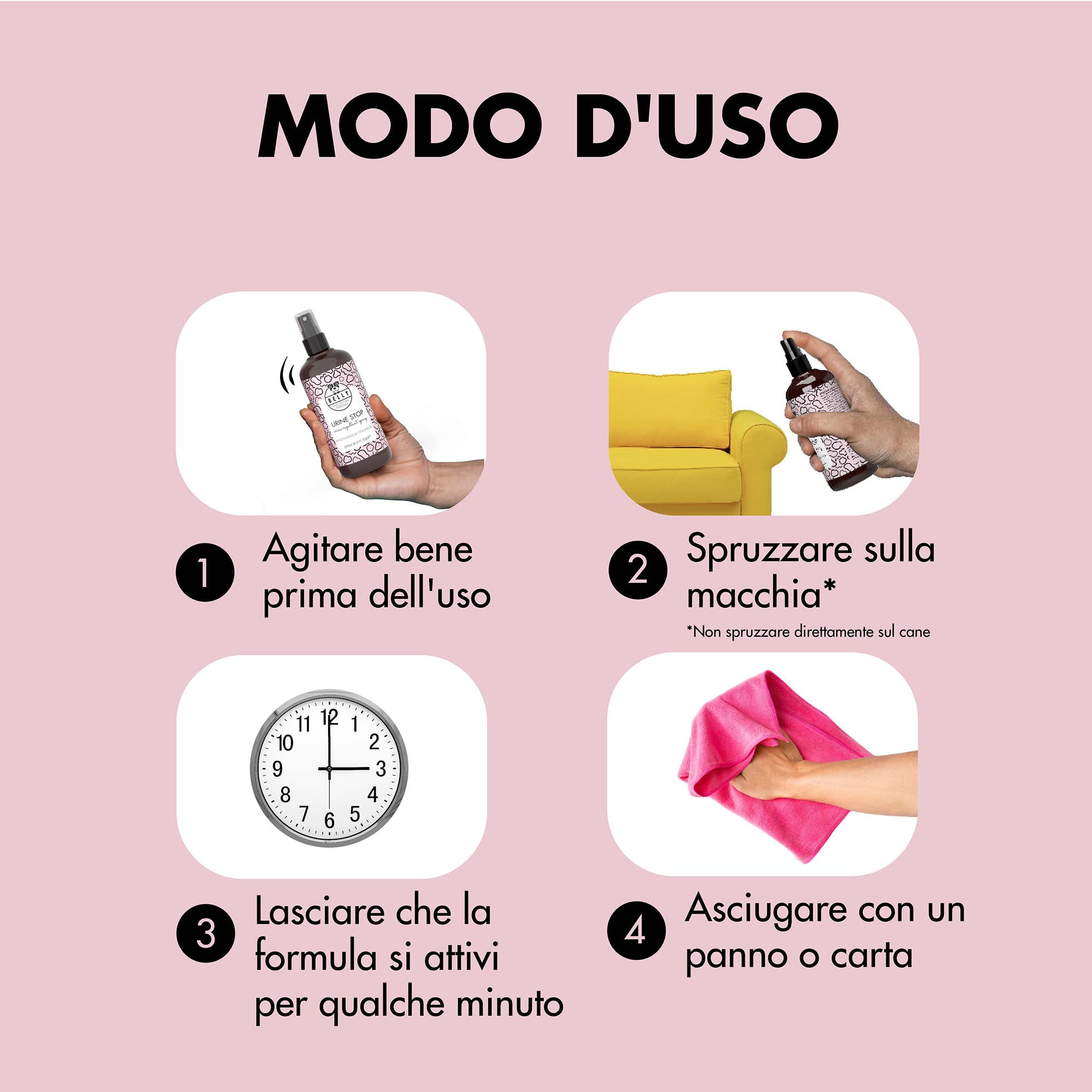 Belly Spray Disabituante per Cani da Interno - Disabituante per Cani da Esterno - Dissuasore per Pipi Cani, per Tutte Le Superfici - Elimina Odori Pipi Cane - Spray Disabituante Cani Educativo, 250ml