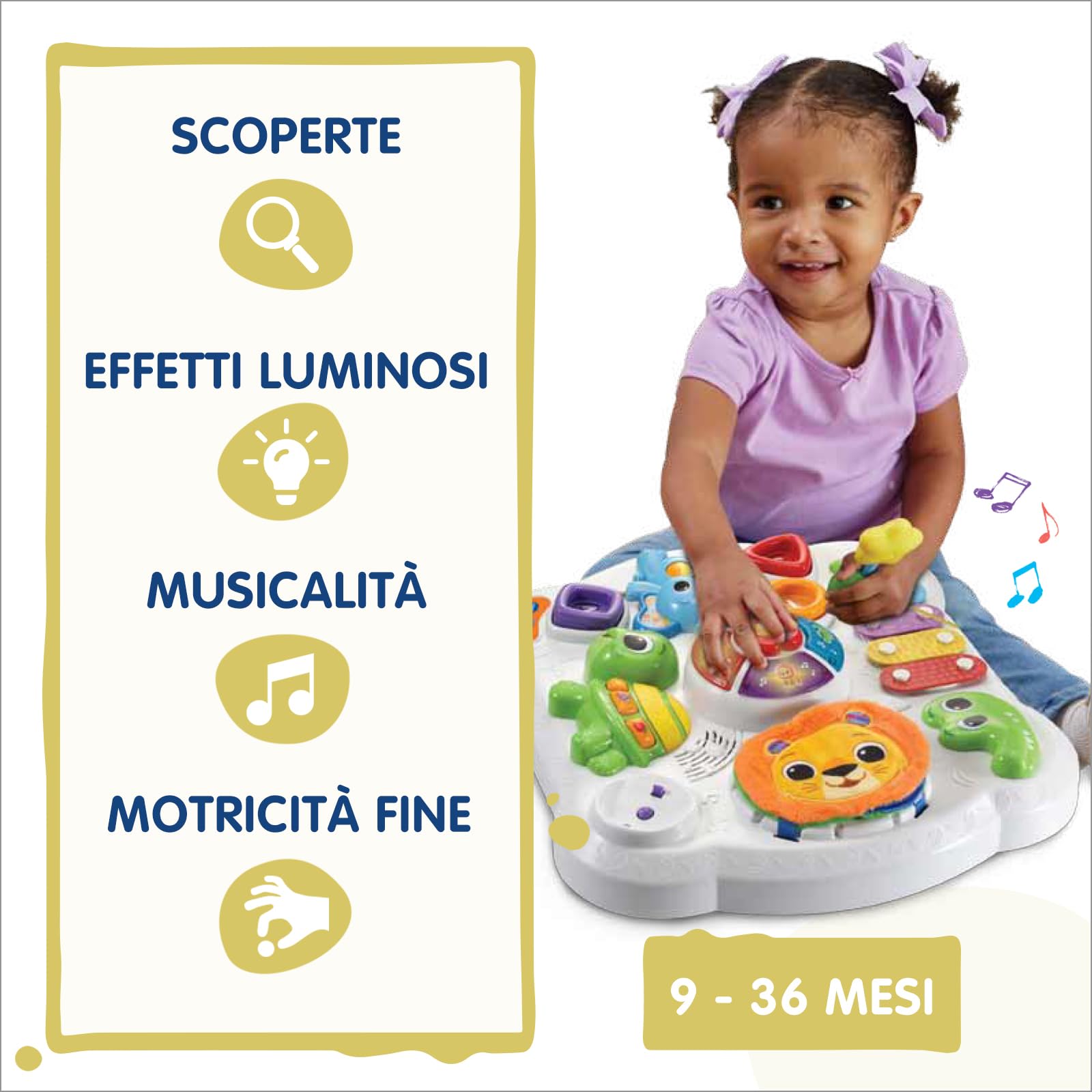 VTech Tavolo MultiAttività - GiocaImpara, Tavolo con Giochi Educativi per Bambini, Giocattolo con Forme e Xilofono, Gioco Interattivo con Tante Attività, Lingua Italiana, Batterie Incluse, 9-36 Mesi