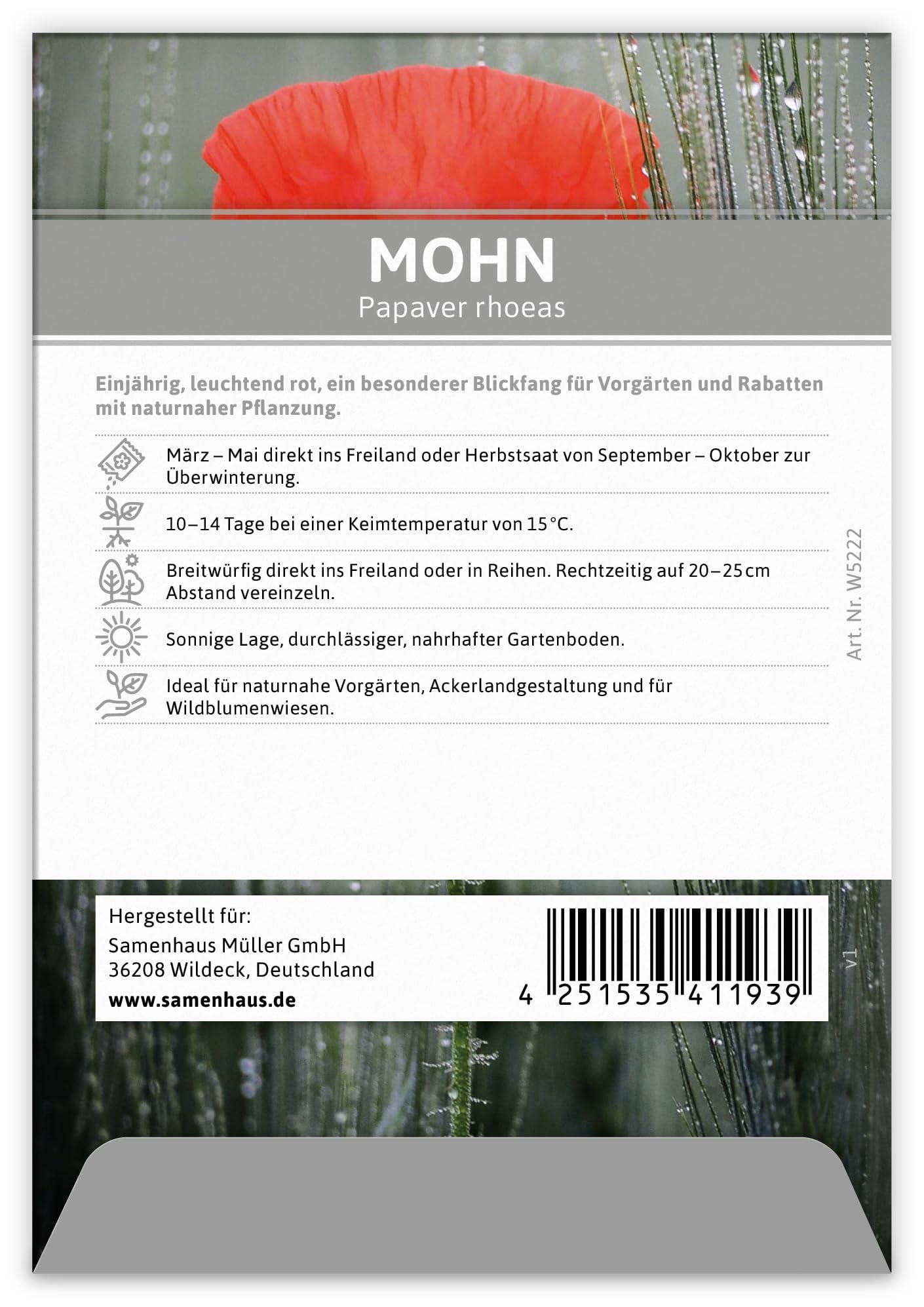 FLORTUS Mohnsamen als Gastgeschenke (100 Stück) | Blumensamen perfekt als Dankeschön Geschenke, Werbegeschenke & Trauerkarten Danksagung
