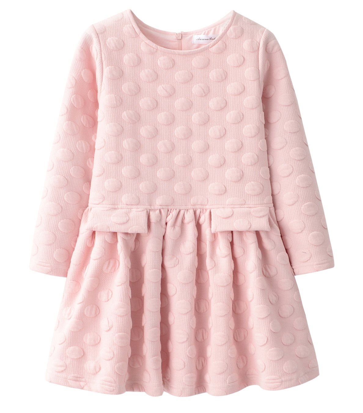 AuroraBaby Little Big Girls Casual Thick Warm Dresses Long Sleeve Pink Blue Dress for Girls