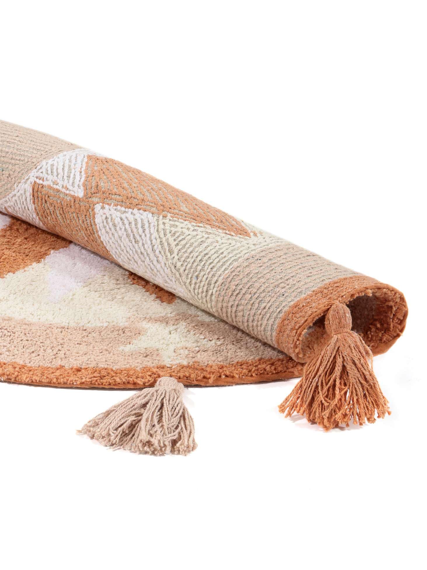 RugVista Silia Sun Tapis de Bain, Rond, Ø 70 cm, Terracotta/Rose