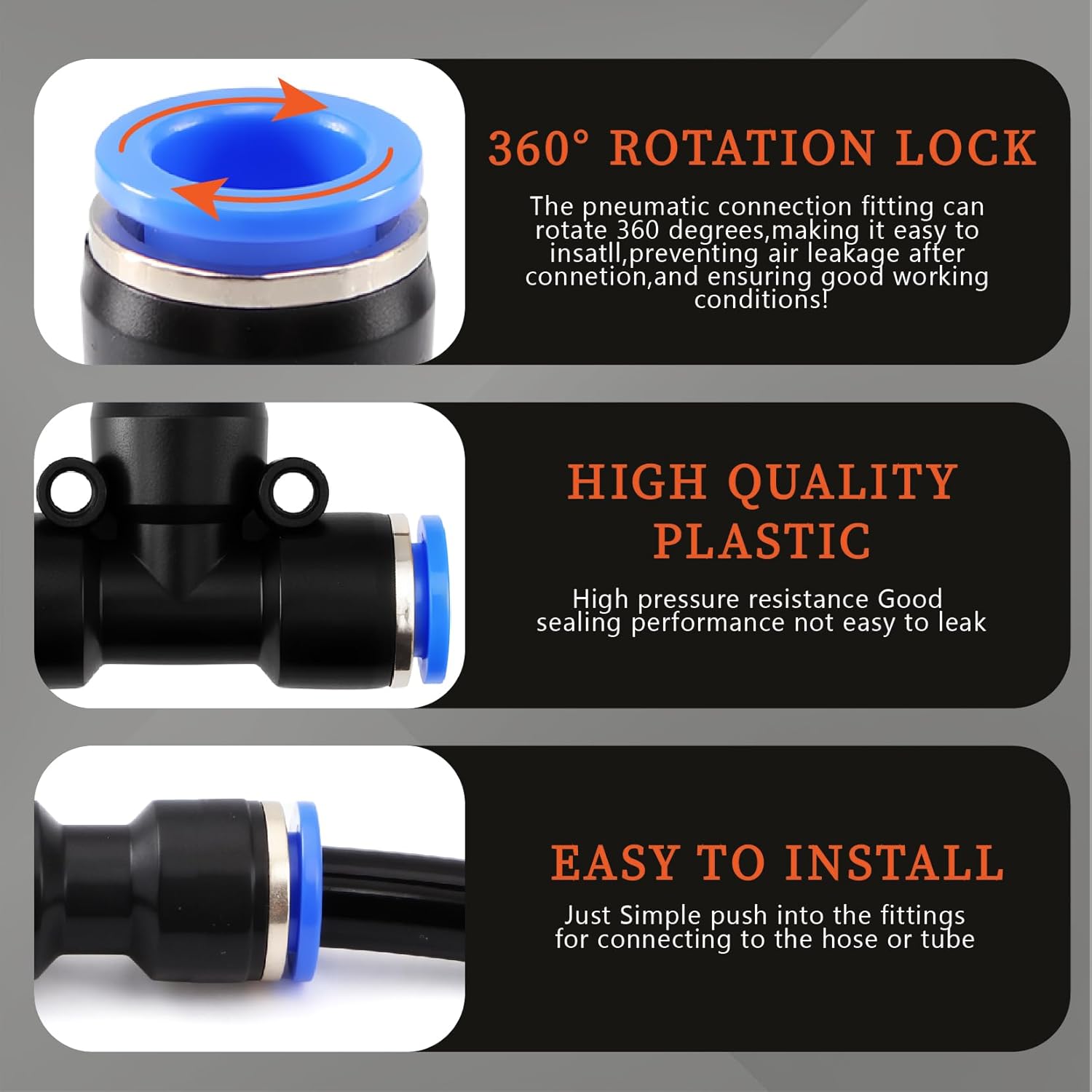 70 PCS Air Line Quick Connect Fittings 1/4 Inch Assortment Kit NPT Thread Air Hose Push to Connect Fitting, OD 1/4" Tube to 1/4" 1/2" 3/8" 1/8" NPT, Air Hose Fittings Quick Release Fittings