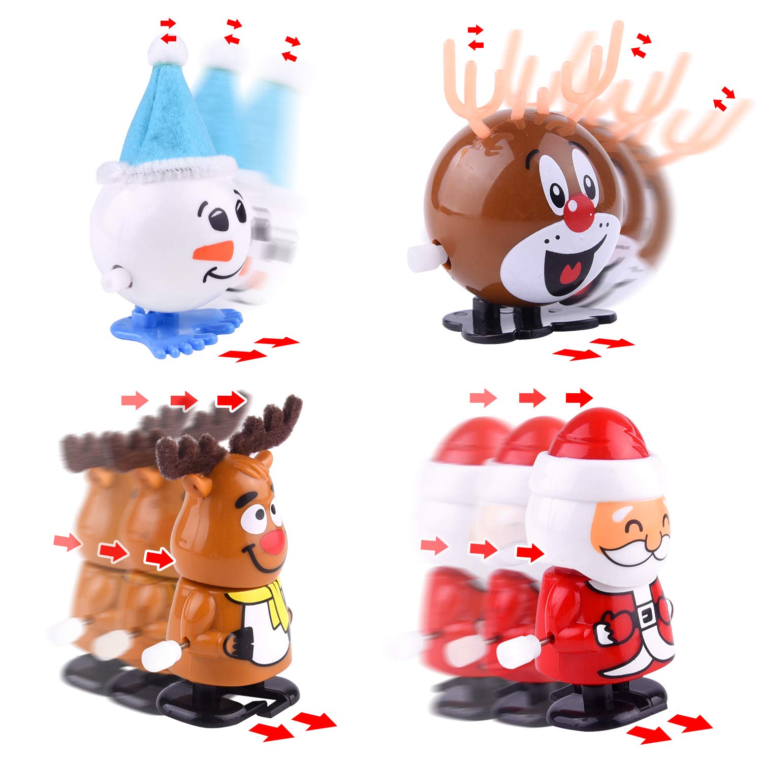 FEPITO 12 Pezzi di Giocattoli a Carica di Natale Set Pupazzo di Neve Giocattolo Renna per Bambini Borsa segreta per Feste di Babbo Natale Regalo per Natale Compleanno Ringraziamento