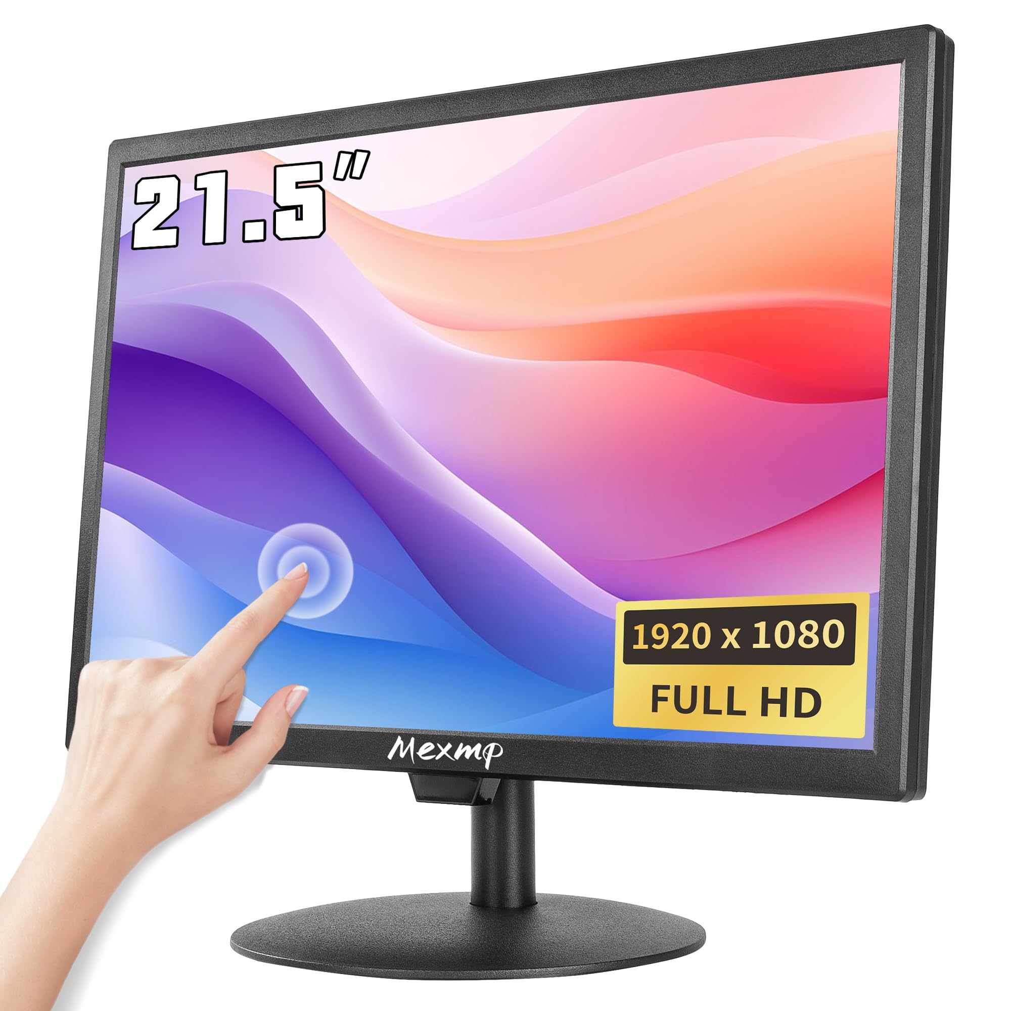 Mexmp 21.5インチ FHDマルチタッチモニター (1920x1080) 10点静電容量式タッチ対応 HDMI/VGA/AV/USB/BNC入力 内蔵スピーカー POS/ゲーム機/組み込みPC用