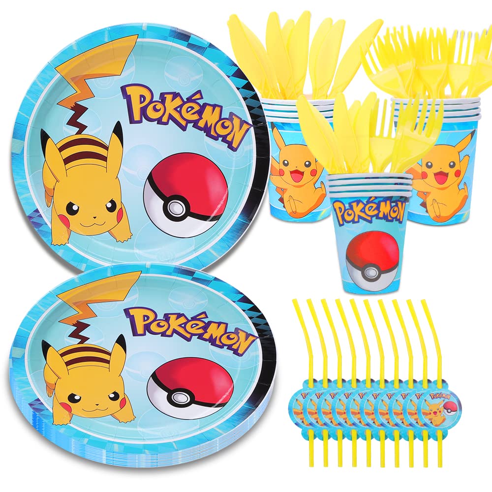 Kids Party Tableware Birthday Party Supplies Pack, Birthday Party Tableware Set, Birthday Party Supplies, Party Supplies Set, Birthday Decorations, Classic Birthday Party Kit with Plates, Cups