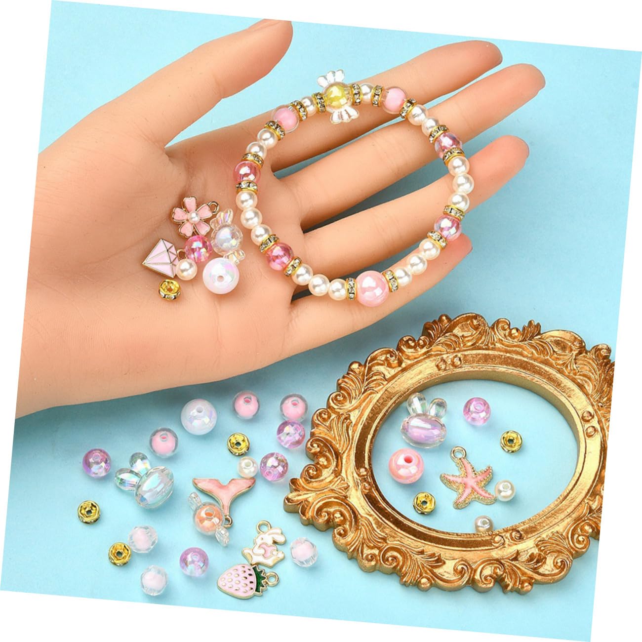 jojofuny 5 Juegos Kit de Fabricación de Pulseras Diy con Compartimentos Rosa para Joyería Conjunto de Beads para Manualidades para Pulseras Personalizadas
