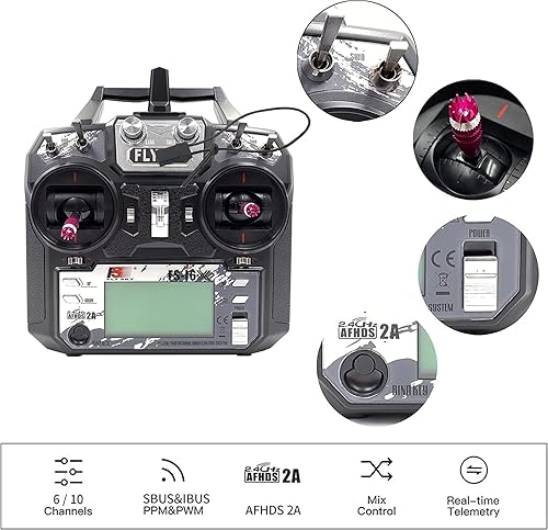 Miniatura 3 de FS-i6X Transmisor y receptor RC FS-iA6B iBus 10 canales o PWM 6CH 2.4GHz Fly AFHDS2A Sky Radio Control System para FPV Drone Multirotor, ala fija,