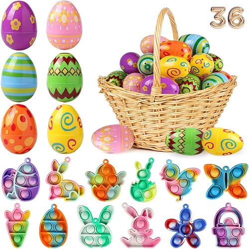 Paquete de 36 huevos de Pascua rellenos y juguetes antiestrés para reventar, perfectos para niños y adolescentes, búsqueda de huevos de Pascua,