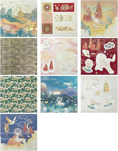 Miniatura 4 de allydrew Juego de cinta washi decorativa de papel de aluminio dorado y calcomanías para papelería, diario, fabricación de tarjetas (10 rollos y 10