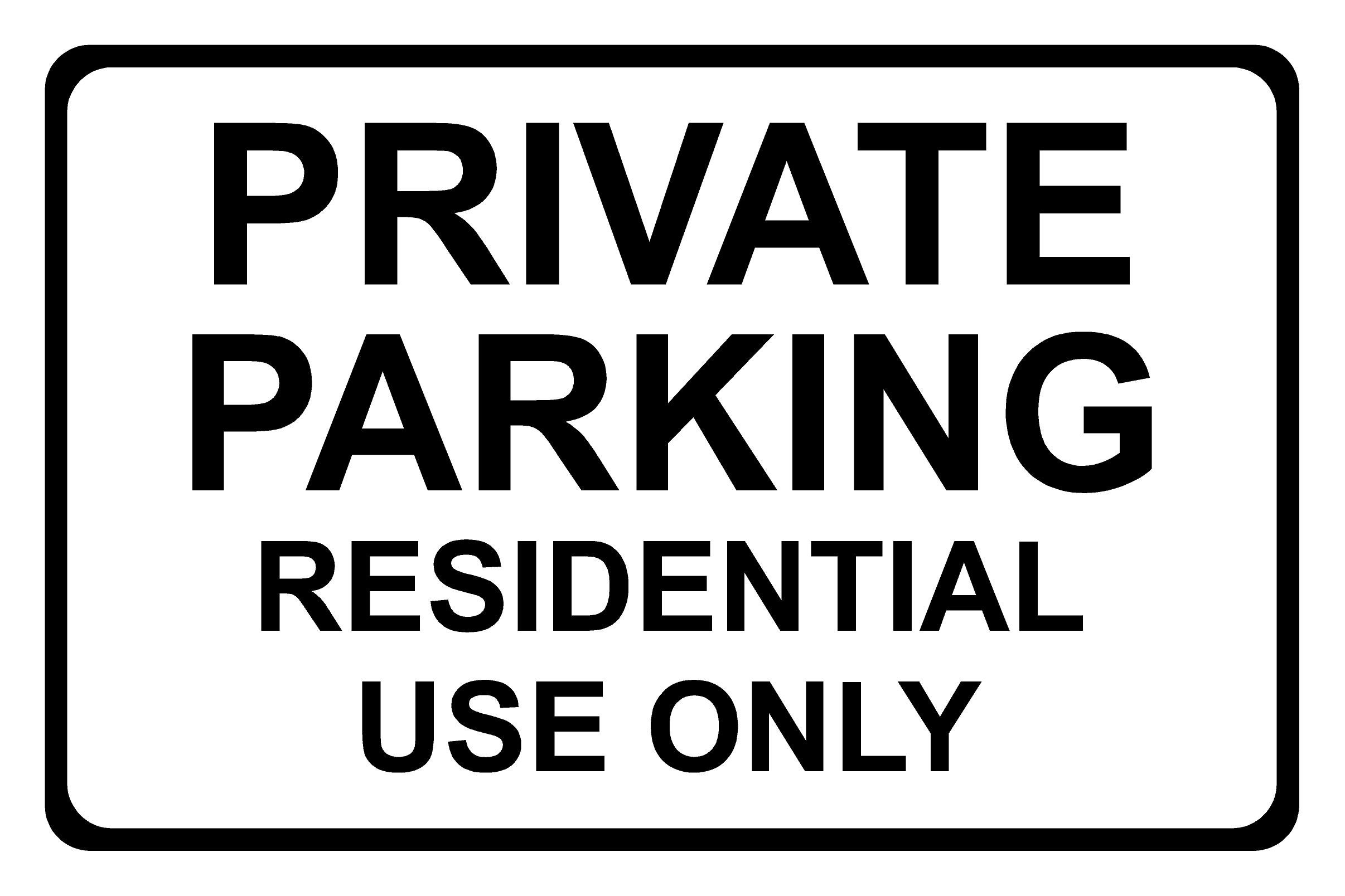 Private Parking Residential Use Only Correx Safety Sign 300mm x 200mm Black/White.
