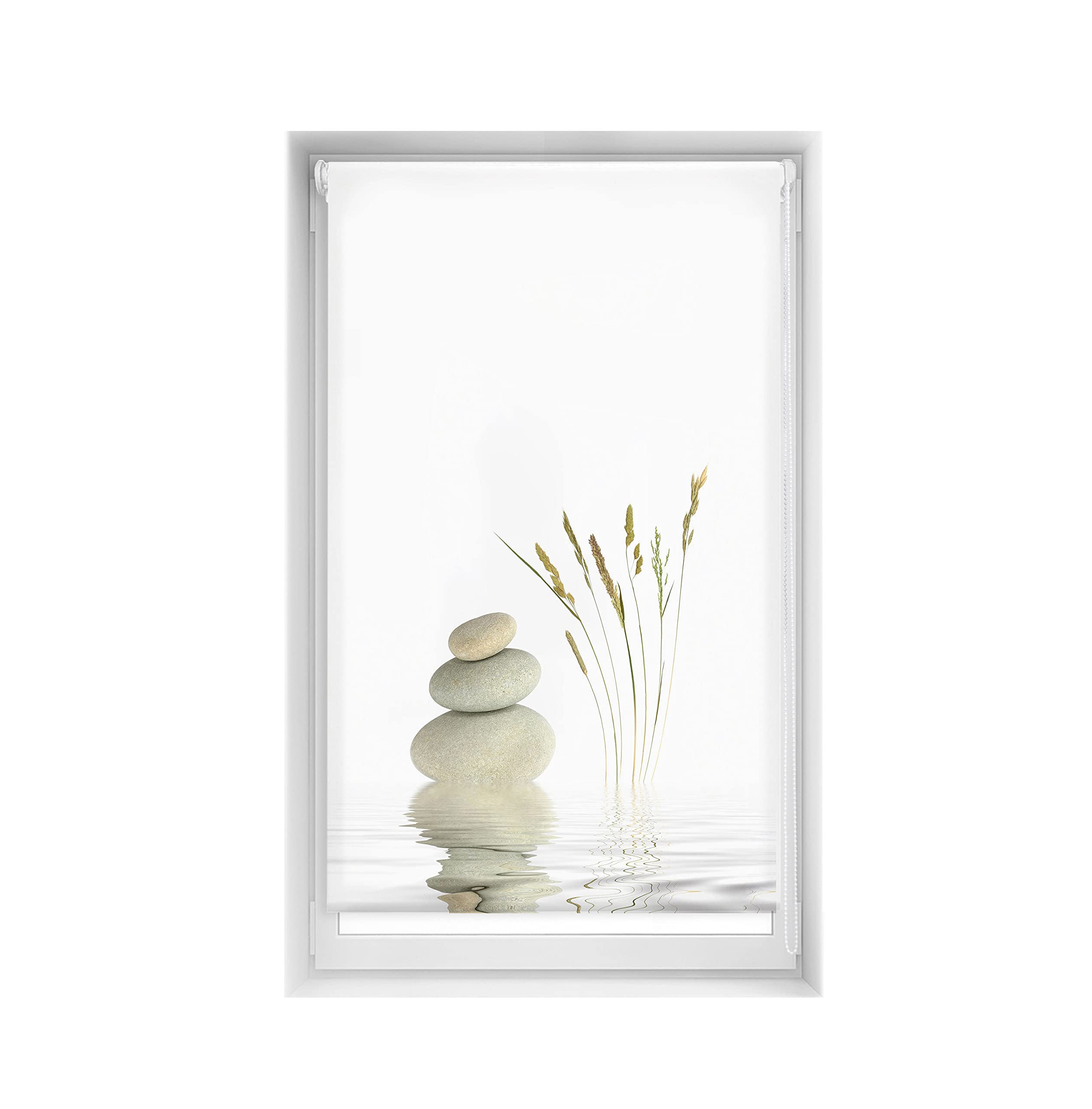 Blindecor Easy Venetian Blind, No Drilling, Printed, Translucent, Digital Print, White, 95 x 150 cm (width x height), Fabric Size 92 x 145 cm