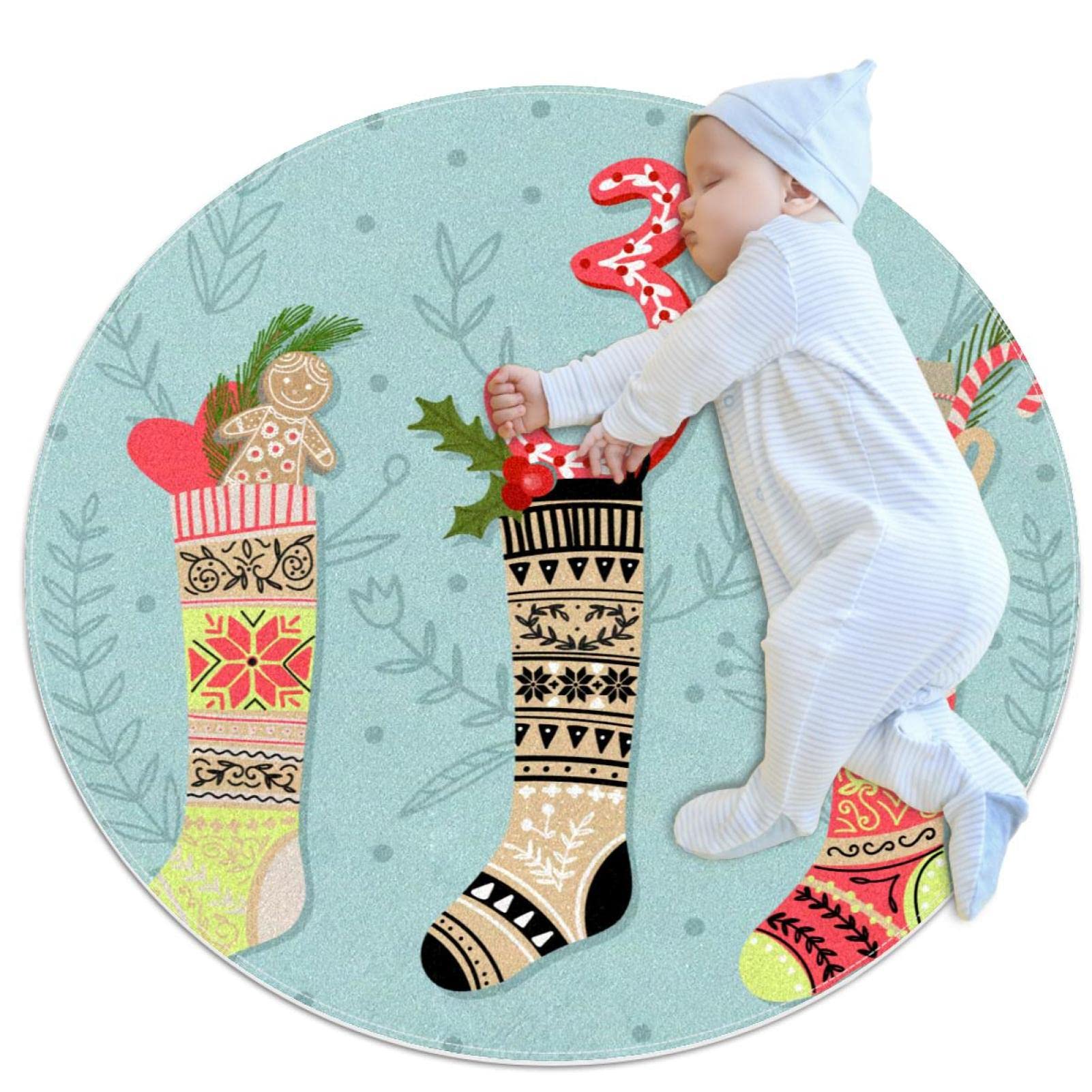 Tapis rond chaussettes de Noël le cadeau idéal pour sublimer une chambre d'enfant ou un salon