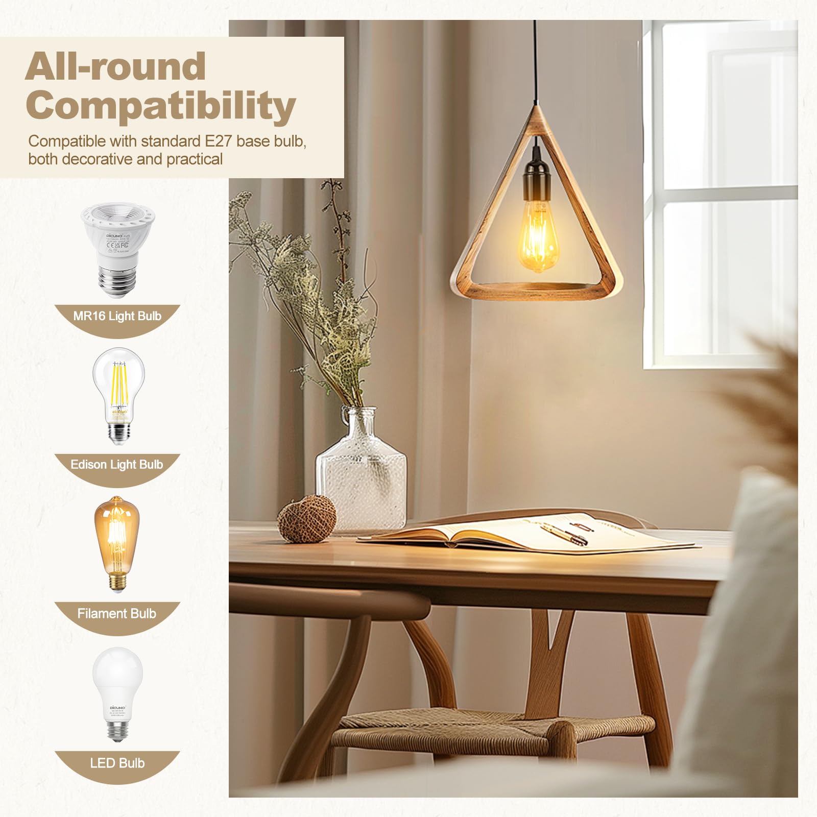 DiCUNO Oprawa lampy E27 z przełącznikiem, gwint E27 z kablem sieciowym 2 m i wtyczką EU, do zawieszenia lamp, lamp wiszących, lamp sufitowych, projektów DIY, czarna, 1 sztuka