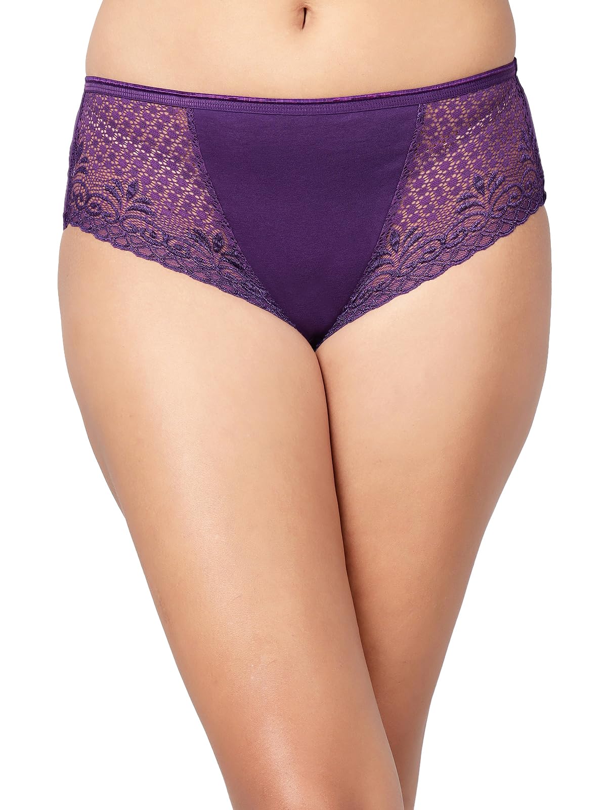 Women's Cotton & Lace Mid Waist Hipster Panty-image-42