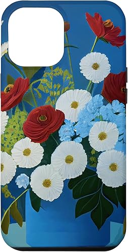Miniatura 10 de Funda simple para iPhone 11 con diseño de flores florales color rojo blanco y azul brillante